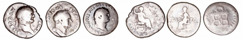 Imperio Romano
Lotes de Conjunto
Denario. AR. Lote de 3 monedas. Vespasiano (2...