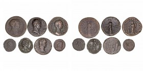 Imperio Romano
Lotes de Conjunto
Lote de 7 monedas. AE. As, Sestercio (3) y Bajo imperiales (3). BC- a MC.