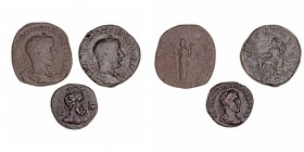 Imperio Romano
Lotes de Conjunto
AE. Lote de 3 monedas. Maximino I tetradracma y Gordiano III sestercio (2). Interesante. MBC+ a BC+.