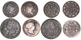 Monarquía Española
Lotes de Conjunto
Lote de 4 monedas. AE. Carlos III 4 Maravedís 1779 y 1780 Segovia, José Napoleón 8 Maravedís 1813 Segovia, Isab...