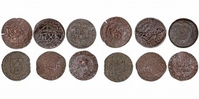 Monarquía Española
Lotes de Conjunto
Lote de 6 monedas. AE. Maravedís resellados de los Austrias (5) y Maravedí Enrique IV. RC.