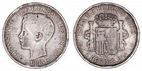 La Peseta
Alfonso XIII
Peso. AR. Puerto Rico. 1895 PGV. 24.52g. Cal.128 (2019). Golpes y canto tocado. (BC-).