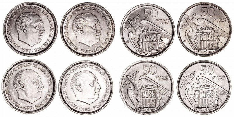 La Peseta
Estado Español
50 Pesetas. Cuproníquel. Lote de 4 monedas. 1957 *58,...