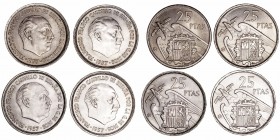 La Peseta
Estado Español
25 Pesetas. Cuproníquel. Lote de 4 monedas. 1957 *65, *66, *67 y *69. SC a EBC.
