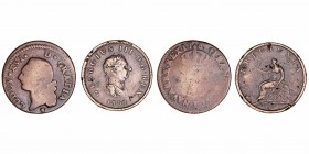 Monedas Extranjeras
Lotes de Conjunto
Lote de 2 monedas. AE. Francia Luis XVI Sol 1784 y G. Bretaña Jorge III 1/2 Penny 1807. BC a RC.