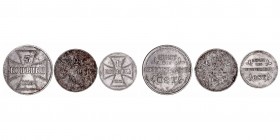 Monedas Extranjeras
Alemania
Ocupación Alemana durante la I Guerra Mundial. Lote de 3 monedas. Hierro. Kopek 1916 A, 2 Kopeks 1916 (J) y 3 Kopeks 19...