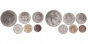 Monedas Extranjeras
Bután
Serie de 6 valores. AE. 1979. 5, 10, 25 y 50 Chhertum, 1 y 3 Ngultrum. KM.45/50. EBC a MBC+.