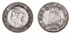 Monedas Extranjeras
Ceilán Victoria
10 Cents. AR. 1900. 1.16g. KM.94. MBC-.
