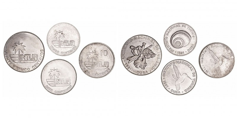 Monedas Extranjeras
Cuba
Lote de 4 monedas. Cuproníquel. 1981. INTUR. 5 (2), 1...