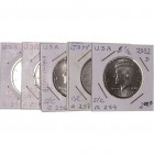 Monedas Extranjeras
Estados Unidos
1/2 Dólar. Cuproníquel. Lote de 7 monedas. 1972 D, 1973, 1974, 1976, 1979, 1984 P y 2002 D. EBC+ a MBC+.