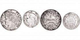 Monedas Extranjeras
Francia
Lote de 2 monedas. AR. 50 Cent 1895 A y Franco 1895 A. Golpe en canto. (MBC a BC-).