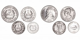 Monedas Extranjeras
Guinea
Serie de 4 valores. Aluminio. 1971. 50 Cauris, 1, 2 y 5 Sylis. KM.42/45. EBC+ a BC+.