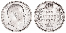 Monedas Extranjeras
India Británica Eduardo VII
Rupia. AR. 1904. 11.52g. KM.508. BC+.