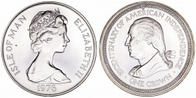 Monedas Extranjeras
Isla de Man Isabel II
Corona. AR. 1976. 200 Aniversario de la Independencia de los Estados Unidos. 28.77g. KM.37a. EBC/EBC+.