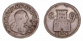 Monedas Extranjeras
Italia Fernando IV
9 Cavalli. AE. Nápoles. 1804. 6.11g. Pagani 28. MIR.429. Muy escasa. MBC-.