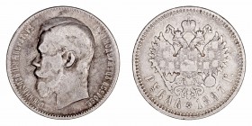 Monedas Extranjeras
Rusia Nicolás II
Rublo. AR. Bruselas. 1897. 19.72g. Y.59.3. Suave pátina. MBC-.