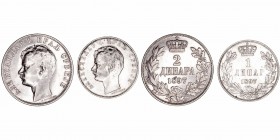 Monedas Extranjeras
Serbia
Alejandro I. Lote de 2 monedas. AR. Dinar y 2 Dinara 1897. KM.21 y 22. MBC+ a MBC-.