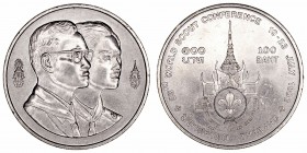 Monedas Extranjeras
Tailandia
100 Baht. Cuproníquel. 1993. 33rd World Scout Conference. 24.06g. KM.287. MBC+.