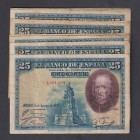 Billetes
Banco de España
25 Pesetas. 15 agosto 1928. Sin serie. Lote de 11 billetes. ED.328. Examinar. (BC a BC-).