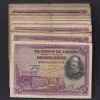 Billetes
Banco de España
50 Pesetas. 15 agosto 1928. Sin serie. Lote de 49 billetes. ED.329. Con dobleces fuertes y roturas en márgenes. Examinar. (...
