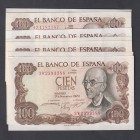 Billetes
Estado Español, Banco de España
100 Pesetas. 17 noviembre 1970. Lote de 7 billetes. Series. ED.472b. EBC-.
