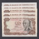 Billetes
Estado Español, Banco de España
100 Pesetas. 17 noviembre 1970. Lote de 5 billetes. Series. ED.472b. SC a EBC+.