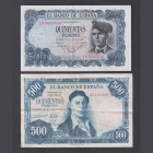Billetes
Estado Español, Banco de España
Lote de 2 billetes. 500 Pesetas 1954 y 1971. EBC- a MBC.