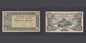 Billetes
Billetes Locales
Sueca, C.M. 25 Céntimos. 1 Junio 1937. Montaner 1389d. MBC+.