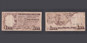 Billetes
Billetes Locales
Vinaroz, C.M. Peseta 1 Febrero 1937. Montaner 1639b. BC+.