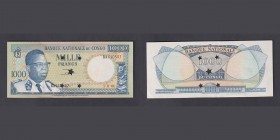 Billetes
Billetes Extranjeros
1000 Francos. 1964. Congo. Cancelado en perforación (estrellas de 5 puntas). P.8a. (SC).