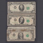 Billetes
Billetes Extranjeros
Estados Unidos. Lote de 4 monedas. Dólar (2), 10 y 20 Dólares. BC- a RC.