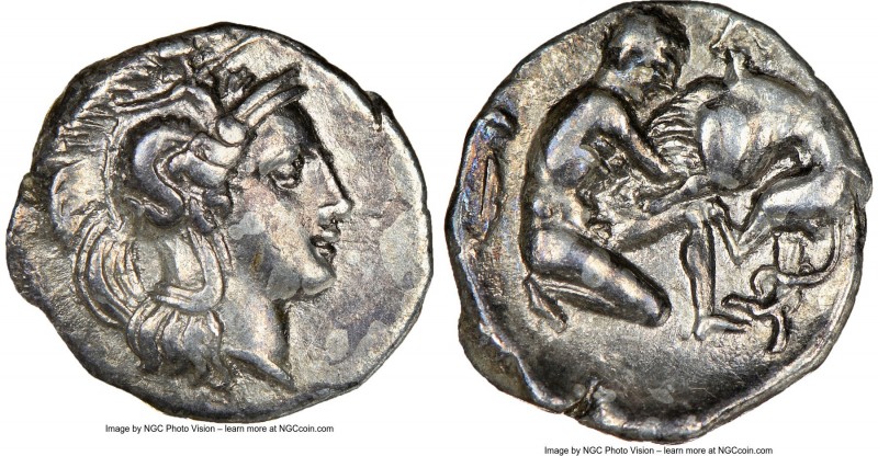 CALABRIA. Tarentum. Ca. 380-280 BC. AR diobol (12mm, 8h). NGC XF. Ca. 325-280 BC...