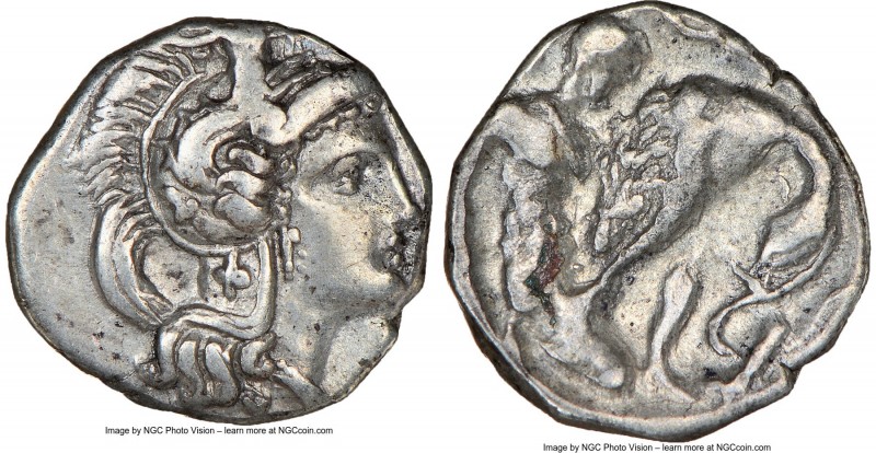 CALABRIA. Tarentum. Ca. 380-280 BC. AR diobol (11mm, 3h). NGC Choice VF. Ca. 325...