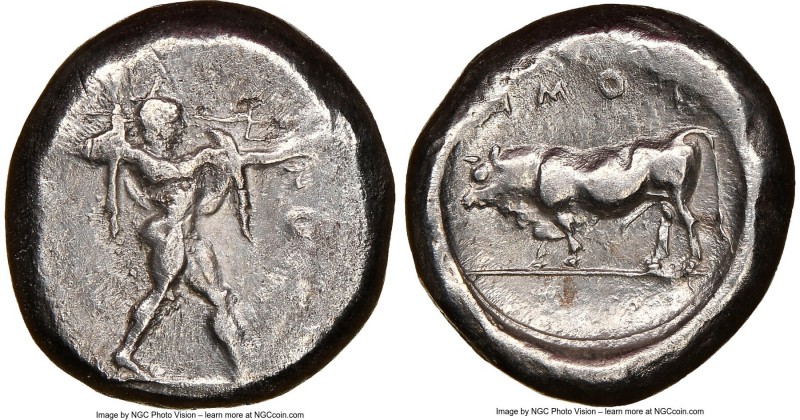 LUCANIA. Poseidonia. Ca. 470-420 BC. AR stater (18mm, 11h). NGC VF, brushed, fla...