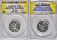 MACEDONIAN KINGDOM. Alexander III the Great (336-323 BC). AR tetradrachm (25mm, 1h). ANACS VF 35. Early Ptolemaic issue of Memphis (or Alexandria), un...