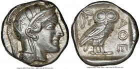 ATTICA. Athens. Ca. 440-404 BC. AR tetradrachm (23mm, 17.20 gm, 4h). NGC AU 5/5 - 4/5. Mid-mass coinage issue. Head of Athena right, wearing crested A...