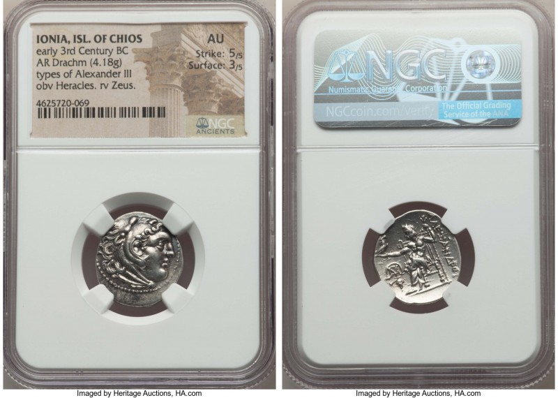 IONIA. Chios. Ca. early 3rd century BC. AR drachm (20mm, 4.18 gm, 11h). NGC AU 5...