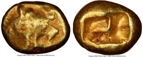 LYDIAN KINGDOM. Alyattes or Walwet (ca. 610-546 BC). EL third-stater or trite (13mm, 4.67 gm). NGC VG 4/5 - 4/5. Uninscribed issue, Lydo-Milesian stan...