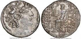 SELEUCID KINGDOM. Philip I Philadelphus (ca. 95/4-76/5 BC). Labienus, as Proconsul (40/39 BC). AR tetradrachm (28mm, 1h). NGC AU. Posthumous issue of ...