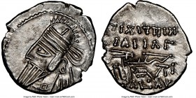 PARTHIAN KINGDOM. Osroes II (ca. AD 190-208). AR drachm (19mm, 11h). NGC AU, brushed. Ecbatana, ca. AD 190. Diademed and draped bust left, with long p...