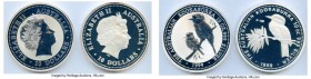 Elizabeth II 2-Piece Uncertified silver "Kookaburra" 10 Dollars (10 oz) Proof Set 1999, Perth mint, KM-Unl. The Australian Kookaburra Twin Set of 10 o...