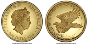 Elizabeth II gold Proof "High Relief Wedge-Tailed Eagle" 200 Dollars (2 oz) 2015-P PR70 Deep Cameo PCGS, Perth mint, KM-Unl. Mintage: 500. 

HID0980...