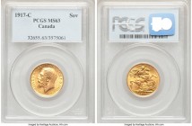 George V gold Sovereign 1917-C MS63 PCGS, Ottawa mint, KM20. AGW 0.2355 oz. 

HID09801242017

© 2020 Heritage Auctions | All Rights Reserved