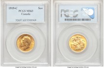 George V gold Sovereign 1919-C MS63 PCGS, Ottawa mint, KM20. AGW 0.2355 oz. 

HID09801242017

© 2020 Heritage Auctions | All Rights Reserved