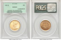 George V gold 5 Dollars 1912 MS63 PCGS, Ottawa mint, KM26. AGW 0.2419 oz. 

HID09801242017

© 2020 Heritage Auctions | All Rights Reserved