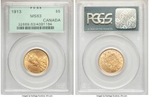 George V gold 5 Dollars 1913 MS63 PCGS, Ottawa mint, KM26. AGW 0.2419 oz. 

HID09801242017

© 2020 Heritage Auctions | All Rights Reserved
