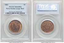 Nova Scotia. Victoria "Large Rose Bud" Cent 1861 MS64 Red and Brown PCGS, London mint, KM8.1. Variety with Large rose bud to the right of Scotia. 

...