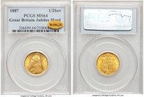 Victoria gold 1/2 Sovereign 1887 MS64 PCGS, KM766, S-3869. Jubilee bust. Wings sticker. 

HID09801242017

© 2020 Heritage Auctions | All Rights Re...