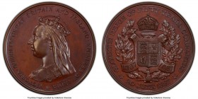 Victoria bronzed copper Specimen "50 Year Reign" Medal 1887 SP65 PCGS, BHM-3291. VICTORIA QUEEN OF GREAT BRITAIN AND IRELAND EMPRESS OF INDIA her crow...