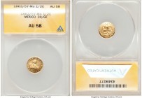 Republic gold 1/2 Escudo 1863/57 Mo-CH/GF AU58 ANACS, Mexico City mint, KM378.5. AGW 0.0475 oz. 

HID09801242017

© 2020 Heritage Auctions | All R...